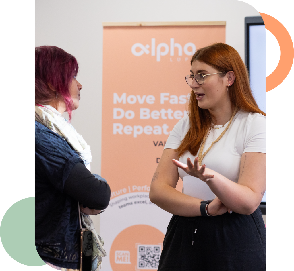 Alpha Lupa HR and wellbeing Trend event 2025, Why Alpha Lupa? Development That Makes a Real Difference image of people talking