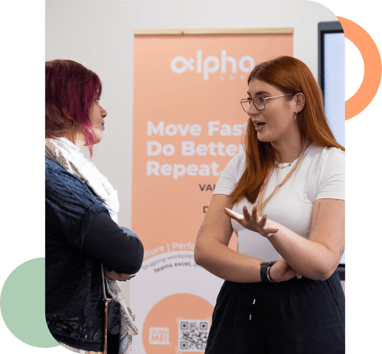 Alpha Lupa HR and wellbeing Trend event 2025, Why Alpha Lupa? Development That Makes a Real Difference image of people talking