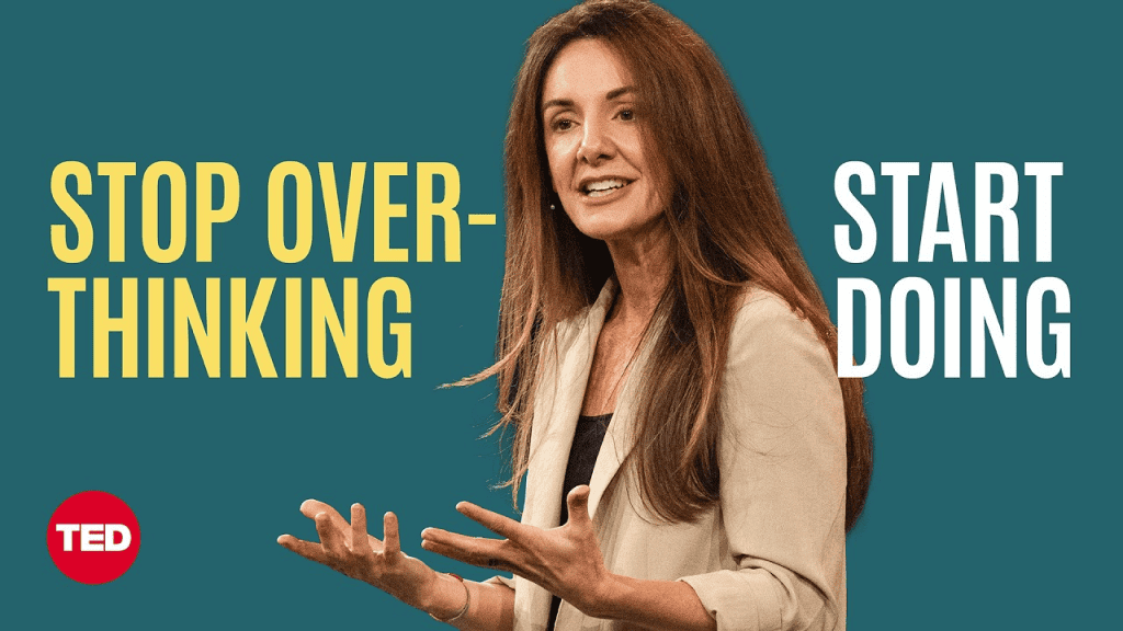 Kat Cole presenting her TED Talk titled The Hot Shot Rule to Help You Become a Better Leader, featuring text that reads Stop Over-Thinking, Start Doing.