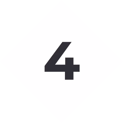 A white diamond icon displaying the number 4, representing Step 4: Act