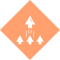 Icon with upward-moving arrows representing a team moving forward with collective momentum and efficiency.