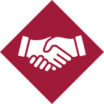 Icon of a handshake, representing trust that is earned through consistent, honest everyday behavior rather than just words.