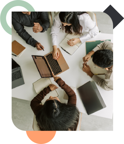 Team collaborating in an Alpha Lupa management development session
